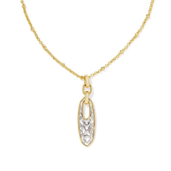 Kendra Scott Janie Small Long Pendant Necklace - Gold/Silver nwt - Picture 2 of 6